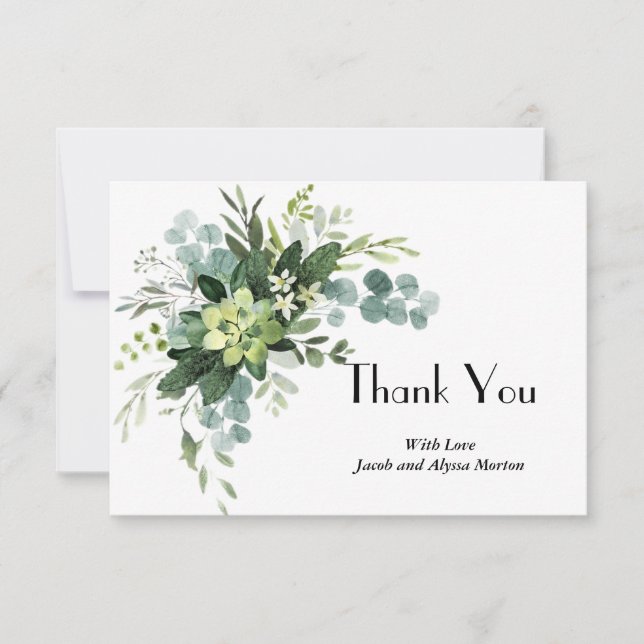 Botanical, elegant succulent   thank you card (Front)
