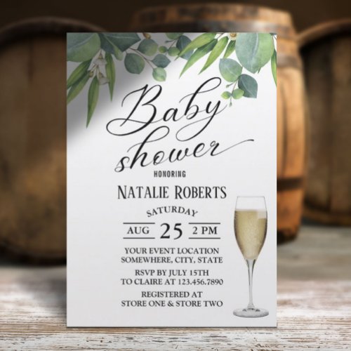 Botanical Elegant Typography Baby Shower Invitation