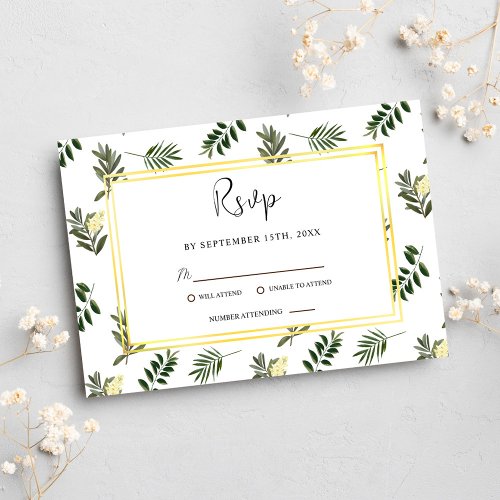 Botanical Elegant Watercolor Modern Rustic Wedding RSVP Card