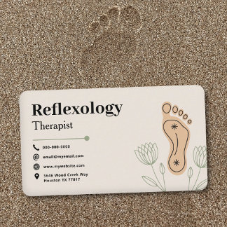 Botanical Elements & Footprint - Reflexology Business Card