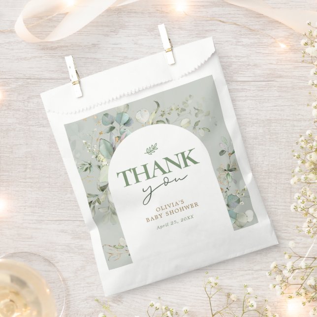Botanical Eucalyptus Baby Shower Favor Bag (Clipped)