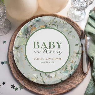 Botanical Eucalyptus Baby Shower Paper Plates