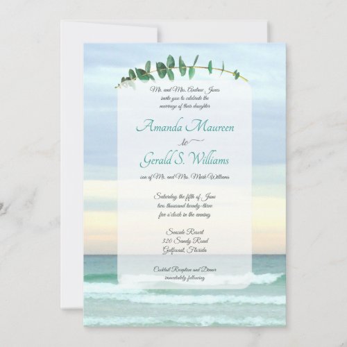 Botanical Eucalyptus Beach Nature Wedding  Invitat Invitation