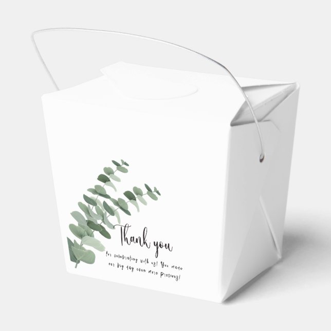 Botanical Eucalyptus Black and White Wedding  Favor Boxes (Back Side)