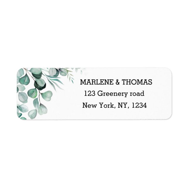 Botanical Eucalyptus Branch Return Address  Label (Front)