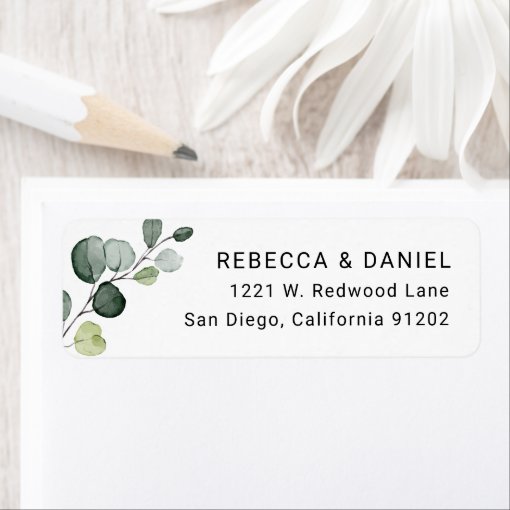 Botanical Eucalyptus Branch Return Address Label | Zazzle