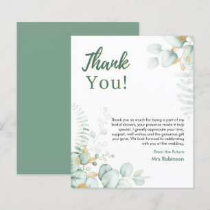 Botanical Eucalyptus Bridal Shower Thank You Card
