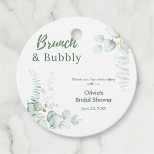 Botanical Eucalyptus Brunch & Bubbly Bridal Shower Favor Tags