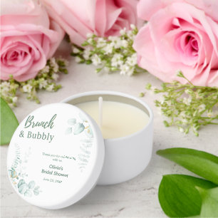 Botanical Eucalyptus Brunch & Bubbly Bridal Shower Mini Candle Favors