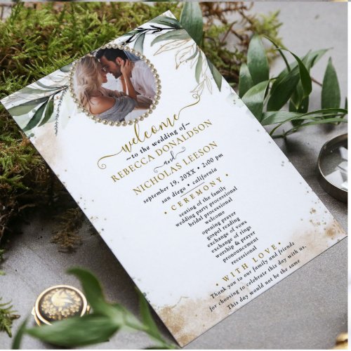 Botanical Eucalyptus Custom Photo Wedding Program