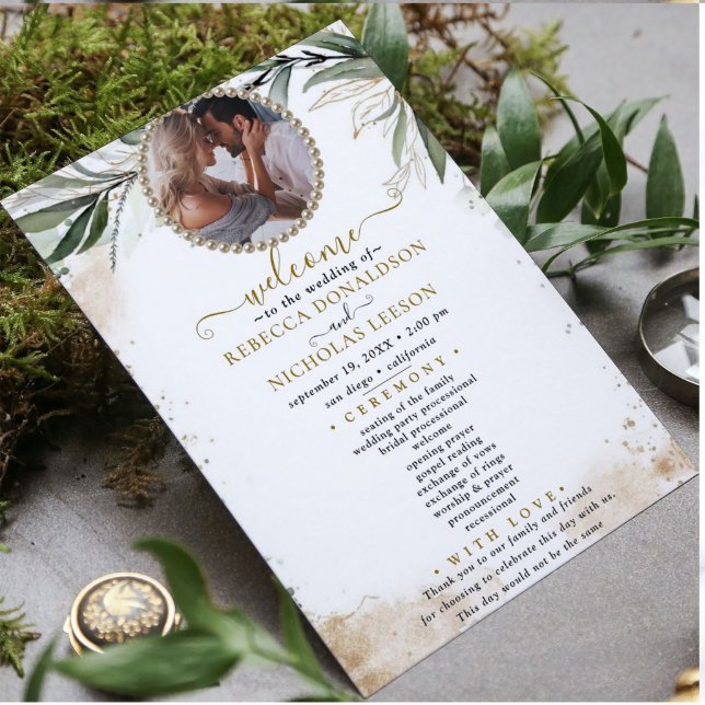 Botanical Eucalyptus Custom Photo Wedding Program (Creator Uploaded)
