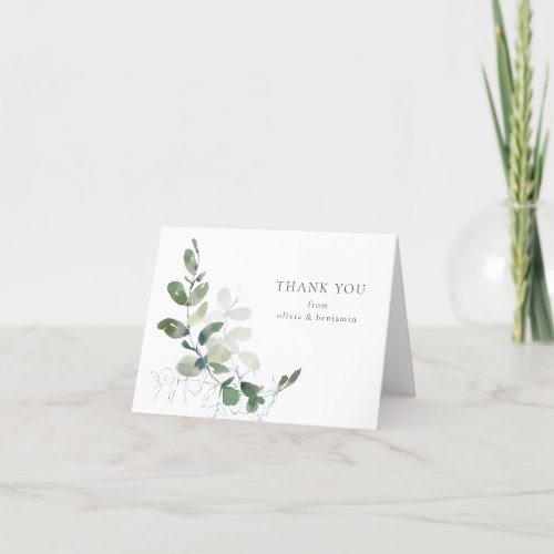 Botanical Eucalyptus Custom Wedding Folded Thank You Card