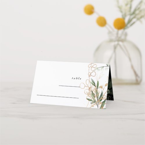 Botanical Eucalyptus Elegant Premium Onyx Fall Place Card