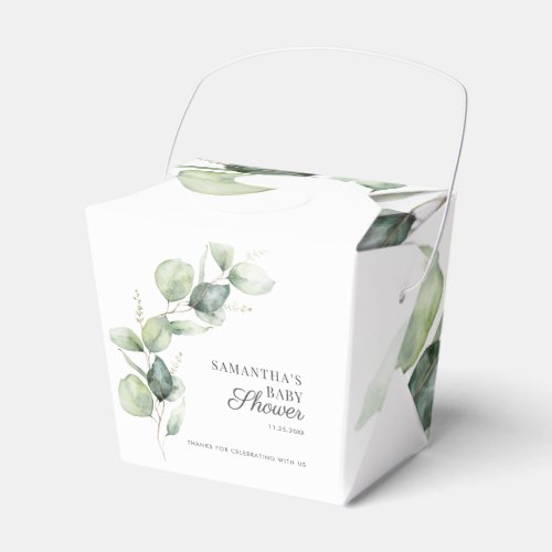 Botanical Eucalyptus Foliage Baby Shower Favor Boxes