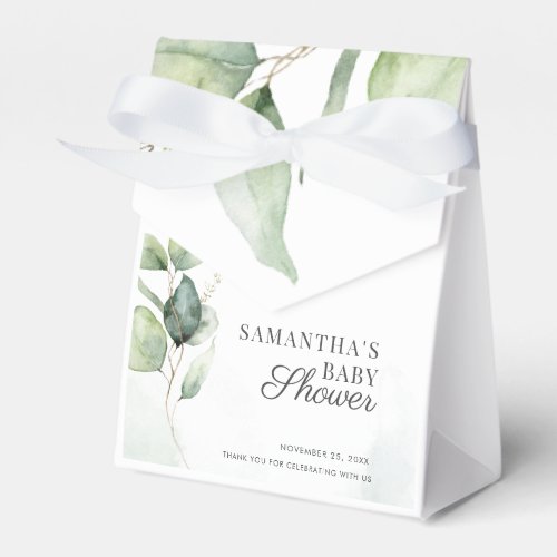 Botanical Eucalyptus Foliage Baby Shower Favor Boxes