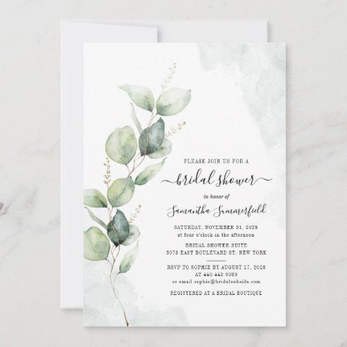 Botanical Eucalyptus Foliage Bridal Shower Invitation