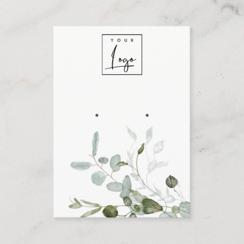Botanical Eucalyptus Foliage Logo Earring Display Business Card