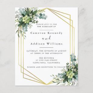 Botanical Eucalyptus Gold Geometric Wedding Flyer