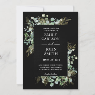Botanical Eucalyptus Gold Leaf Modern Design Invitation