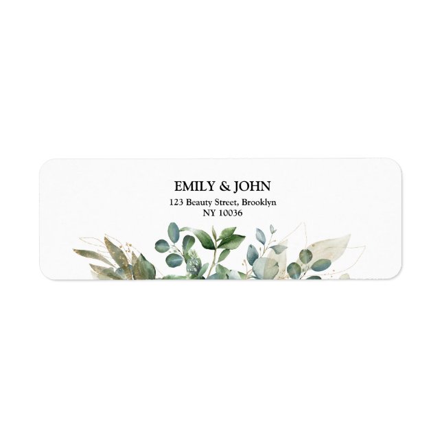 Botanical Eucalyptus Gold Leaf Modern Design Label (Front)