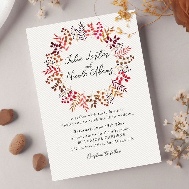 Botanical Eucalyptus Green Leaves Wreath Wedding Invitation (Creator Uploaded)