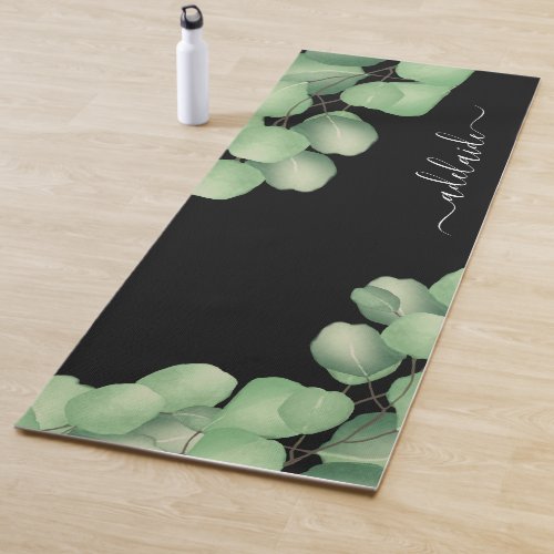 Botanical Eucalyptus Green Monogram Yoga Mat