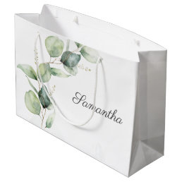 Botanical Eucalyptus Greenery Baby Shower Large Gift Bag
