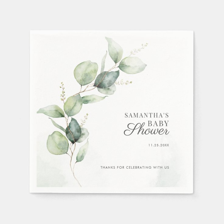 Botanical Eucalyptus Greenery Baby Shower Paper Napkins Zazzle