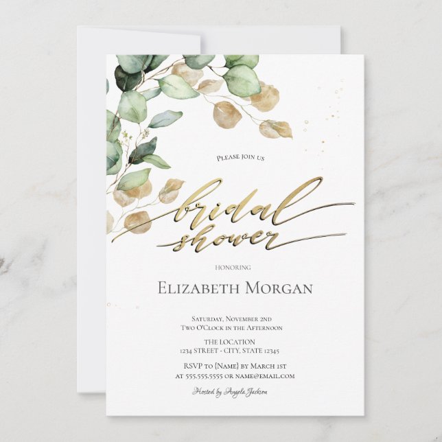 Botanical Eucalyptus Greenery Bridal Shower  Invitation (Front)