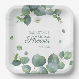 Botanical Eucalyptus Greenery Bridal Shower Paper Plates