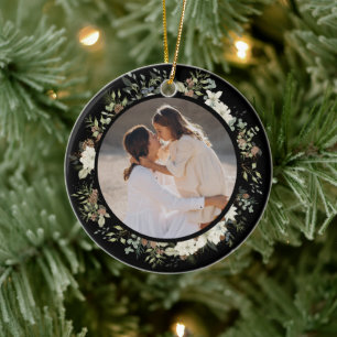 Botanical Eucalyptus Greenery Custom Christmas Ceramic Ornament