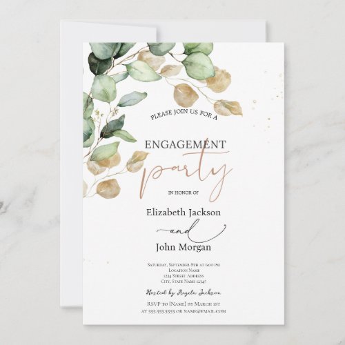 Botanical Eucalyptus Greenery Engagement   Invitation