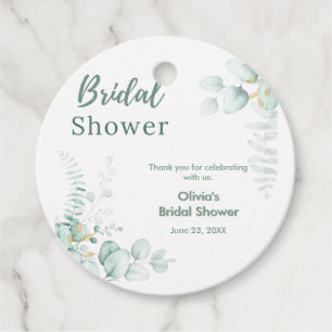 Botanical Eucalyptus Greenery Gold Bridal Shower Favor Tags