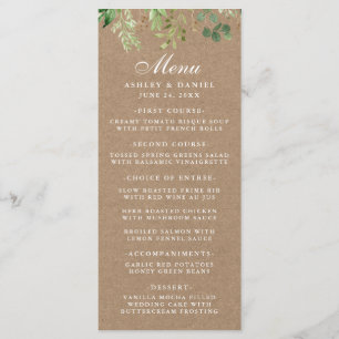 Botanical Eucalyptus Greenery Kraft Wedding Menu