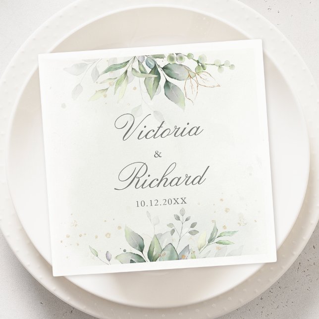 Botanical Eucalyptus Greenery Watercolor Elegant Napkins (Creator Uploaded)