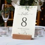 Botanical Eucalyptus Greenery Watercolor Elegant Table Number<br><div class="desc">Beautiful wedding table numbers featuring watercolor eucalyptus and gold leaves.</div>