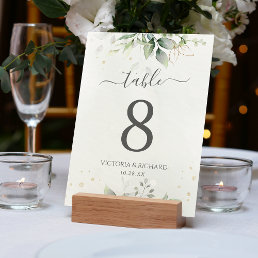 Botanical Eucalyptus Greenery Watercolor Elegant Table Number