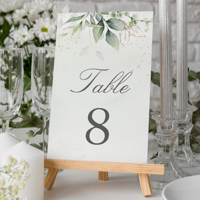Botanical Eucalyptus Greenery Watercolor Elegant Table Number (Creator Uploaded)