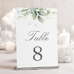 Botanical Eucalyptus Greenery Watercolor Elegant  Table Number<br><div class="desc">Beautiful wedding table numbers featuring watercolor eucalyptus and gold leaves.</div>