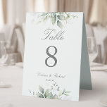 Botanical Eucalyptus Greenery Watercolor Elegant  Table Tent Sign<br><div class="desc">Beautiful wedding table numbers featuring watercolor eucalyptus and gold leaves.</div>