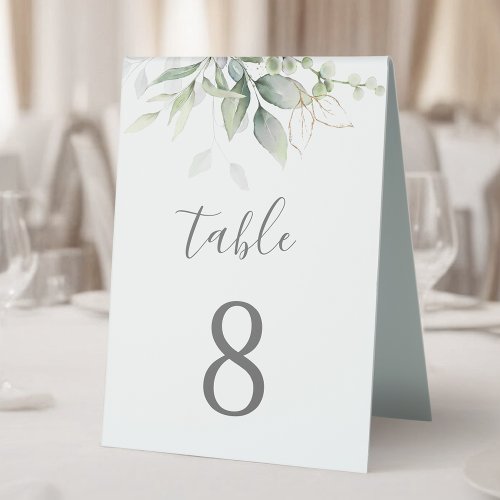 Botanical Eucalyptus Greenery Watercolor Elegant Table Tent Sign