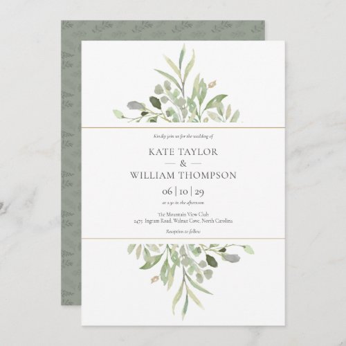 Botanical Eucalyptus Greenery Watercolour Wedding Invitation