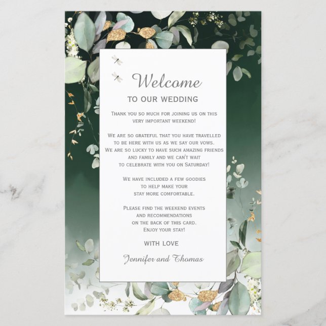  Botanical Eucalyptus Greenery Weclome Program (Front)