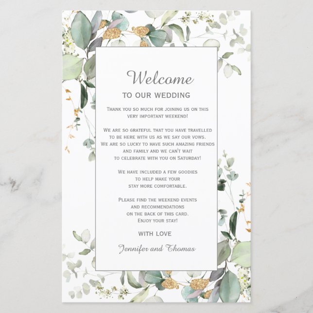  Botanical Eucalyptus Greenery Weclome Program (Front)