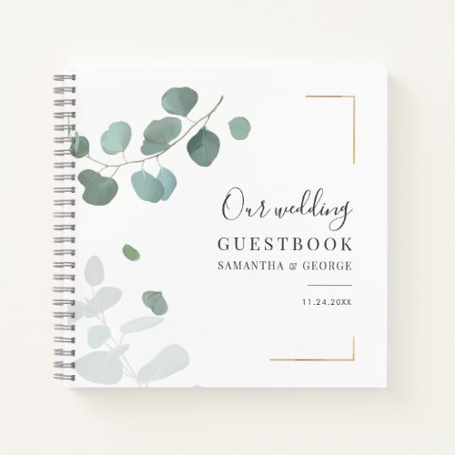 Botanical Eucalyptus Greenery Wedding Guest Book