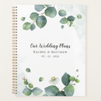 Botanical Eucalyptus Greenery Wedding Planner by Milestone_Hub at Zazzle