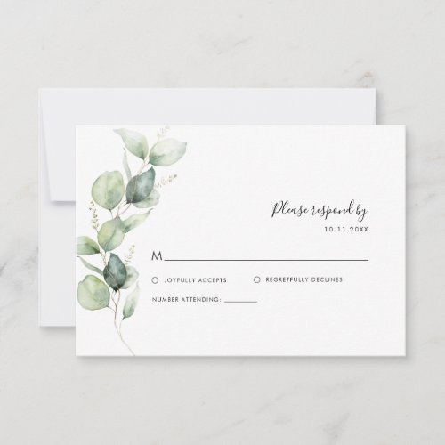 Botanical Eucalyptus Greenery Wedding RSVP Card