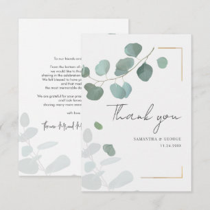Botanical Eucalyptus Greenery Wedding Thank You Note Card