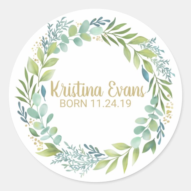 Botanical Eucalyptus Greenery Wreath Sticker (Front)