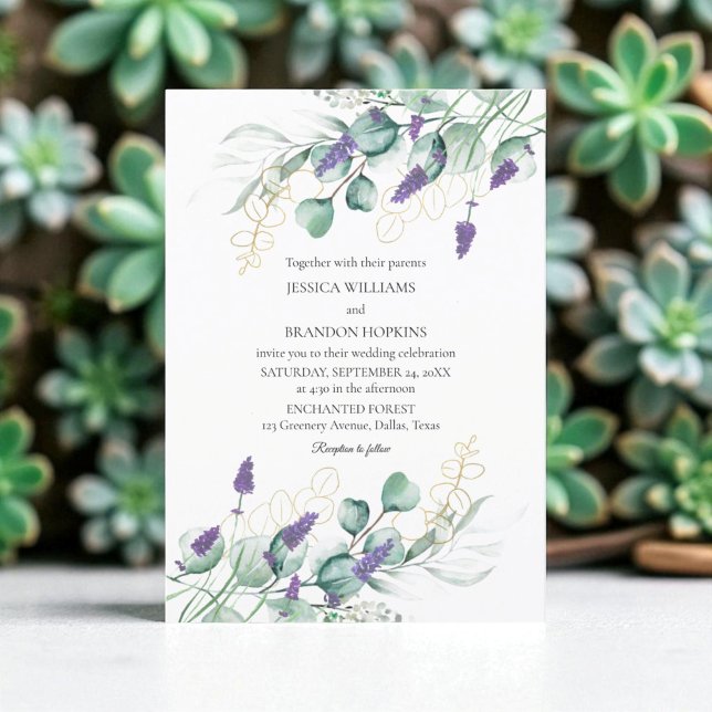 Botanical Eucalyptus Lavender Greenery Wedding Invitation (Creator Uploaded)